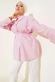 Metal Fiyonk Düğmeli Gömlek Pembe thumbnail 1