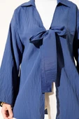 Kalın İp Bağcıklı Kimono Lacivert thumbnail 4