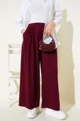 Loyşa Cepli Geniş Paça Pantolon Bordo thumbnail 1