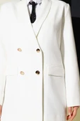 Cep Kapaklı Dabıl Blazer Ceket Beyaz thumbnail 4