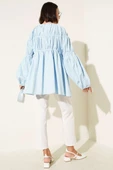 Çiçek Detaylı Kol Lastikli Tunik Bebe Mavi thumbnail 3