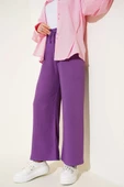 Bel İp Detaylı Bürümcük Pantolon Lila thumbnail 1