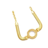 Altın Kaplama İmitasyon Zirkon Taşlı İşlemeli İtalyan  Çeyrek Çerçeve Bileklik BLK-1167 thumbnail 3