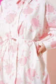 Minik Yaprak Desenli İp Kuşaklı Gömlek Pembe thumbnail 4
