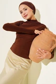 Yanları Büzgü Detaylı Sandy Bluz Kahve thumbnail 1