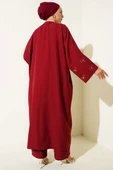 Taş Fiyonklu Kimono İkili Takım Bordo thumbnail 3