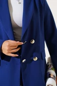 Cep Kapaklı Dört Düğmeli Blazer Ceket Lacivert thumbnail 4