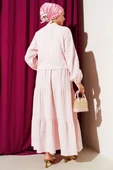 Çiçekli Yaprak Nakışlı Etekli İkili Takım Pembe thumbnail 3