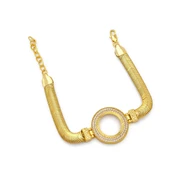 Altın Kaplama İmitasyon 2 Sıra Zirkon Taşlı İtalyan  Çeyrek Çerçeve Bileklik BLK-1168 thumbnail 3