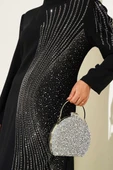 Mini Taş Süslemeli Abiye Elbise Siyah thumbnail 4