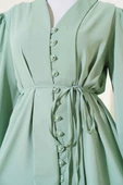 Brit Düğmeli İp Kuşaklı Tunik İkili Takım Mint Yeşili thumbnail 4
