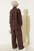 Gömlek Yaka Tek Cepli İkili Takım Kahve thumbnail 3