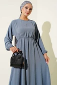 Bel Lastikli Ayrobin Basic Elbise Kayrak Grisi thumbnail 2