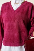 Gömlek Yakalı Granili Tunik Bordo thumbnail 4