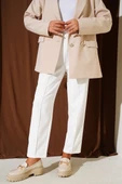 Dar Paça Bel Lastikli Çımalı Pantolon Ekru thumbnail 1