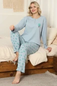 Çiçekli Fitilli Pijama Takımı Bebe Mavi thumbnail 1
