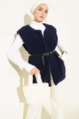 Kemerli Peluş Yelek Lacivert thumbnail 1