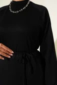 Loyşa İp Kuşaklı Uzun Tunik Siyah thumbnail 4