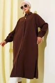 Gizli Düğmeli Tensel Tunik Acı Kahve thumbnail 1