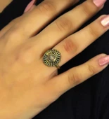 Doğal Taş Pembe Kuvars Yuvarlak Doğal Taşlı Antik Model Kadın Ayarlanabillir Yüzük euy70pk thumbnail 2