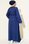 Loyşa Kol Armalı İp Kuşaklı Elbise Lacivert thumbnail 3