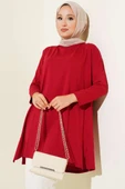 Yan Yırtmaçlı Basic Tunik Bordo thumbnail 1
