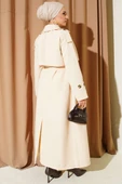 Kruvaze Pelerinli Kuşaklı Trençkot Bej thumbnail 3