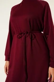 Loyşa İp Kuşaklı Uzun Tunik Bordo thumbnail 4