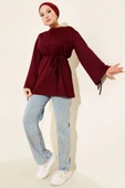 Loyşa Bilek İp Bağlamalı Tunik Bordo thumbnail 2
