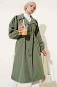 Omuz Pile Detaylı Parçalı Trençkot Haki thumbnail 1