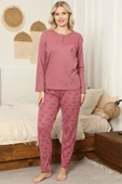 Çiçekli Fitilli Pijama Takımı Gül Kurusu thumbnail 1