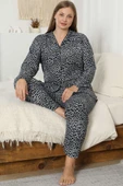 Leopar Desen Süet Büyük Beden Pijama Takım Mavi thumbnail 2