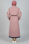 Kuşaklı Düğme Detaylı Kaşe Kaban Pudra thumbnail 3