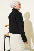 Çift Cepli Fermuarlı Kısa Ceket Siyah thumbnail 3