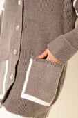 Cepli Gold Düğmeli Triko Hırka Vizon thumbnail 4