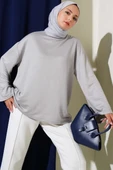 Loyşa Düşük Omuz Basic Tunik Gri thumbnail 1