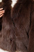 Kürklü Düğmeli Kısa Mont Kahve thumbnail 4