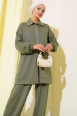 Loyşa Taş Süslemeli Fermuarlı İkili Takım Çağla Yeşili thumbnail 2