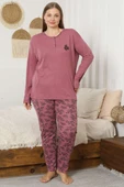 Desenli Büyük Beden Pijama Takımı Gül Kurusu thumbnail 1