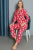Penguen Desen Süet Pijama Takımı Fuşya thumbnail 2