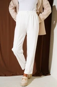 Dar Paça Bel Lastikli Çımalı Pantolon Ekru thumbnail 2