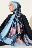 Kemer Desenli Soft Şal Siyah Mavi thumbnail 2