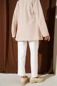 Dar Paça Bel Lastikli Çımalı Pantolon Ekru thumbnail 3