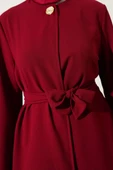 Tek Düğmeli Kuşaklı Dabıl İkili Takım Bordo thumbnail 4