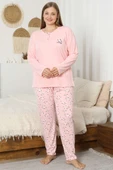 Çiçek Desen Fitilli Büyük Beden Pijama Takımı Yavru Ağzı thumbnail 1