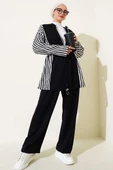 Loyşa Çizgi Garnili Bel Tünelli İkili Takım Siyah thumbnail 1