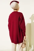 Baklava Çizgi Detaylı Triko Tunik Bordo thumbnail 3