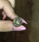 Doğal Taş Pembe Kuvars Yuvarlak Doğal Taşlı Antik Model Kadın Ayarlanabillir Yüzük euy70pk thumbnail 3