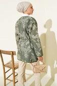 Retro Desen Kapitone Ceket Haki thumbnail 3