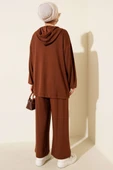 Loyşa Fermuarlı Cepli Kapüşonlu İkili Takım Kahve thumbnail 3
